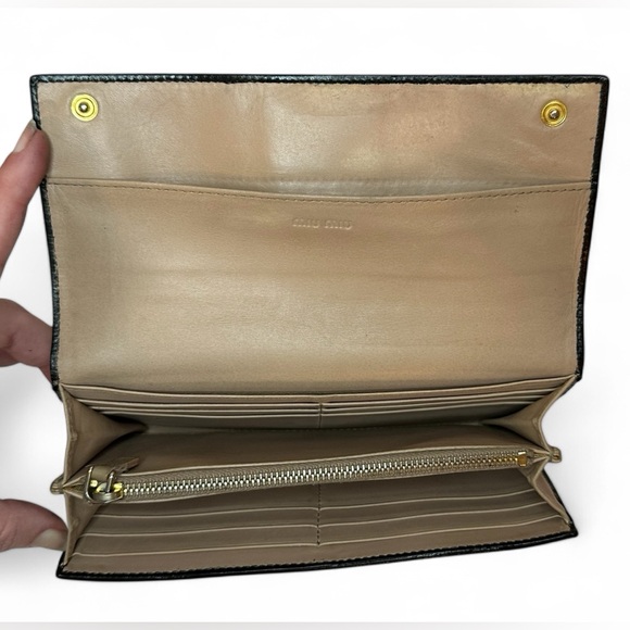 Authentic Miu Miu Ribbon Long Wallet Black and Tan Quiet Luxury - Picture 6 of 9